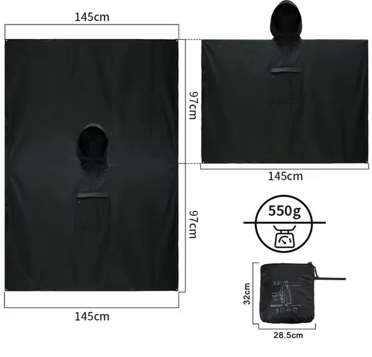 Olympian Range - Shroud Softshell Poncho - Modular Storm Cloak - unisex