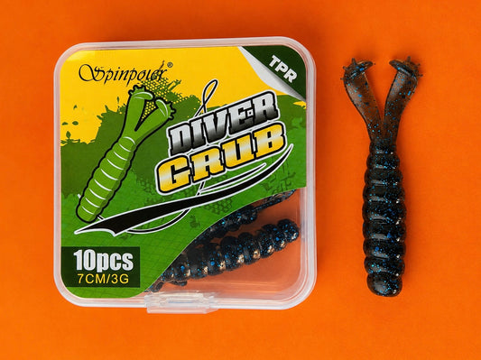 Spinpoler - DIVER GRUB - TPR Soft Plastic Grub Lures - Floating - 7cm 3g - 10 lures