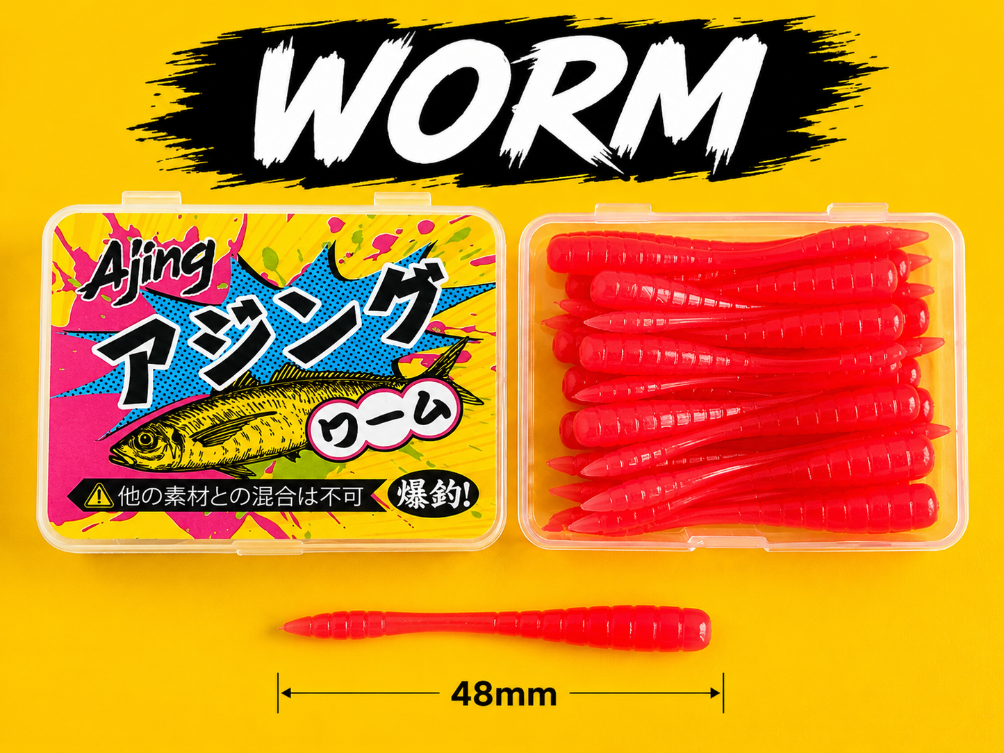 Spinpoler Micro Lures - Worm 48mm - 20pcs Per Box - TPR (floating) Soft Plastic Lures