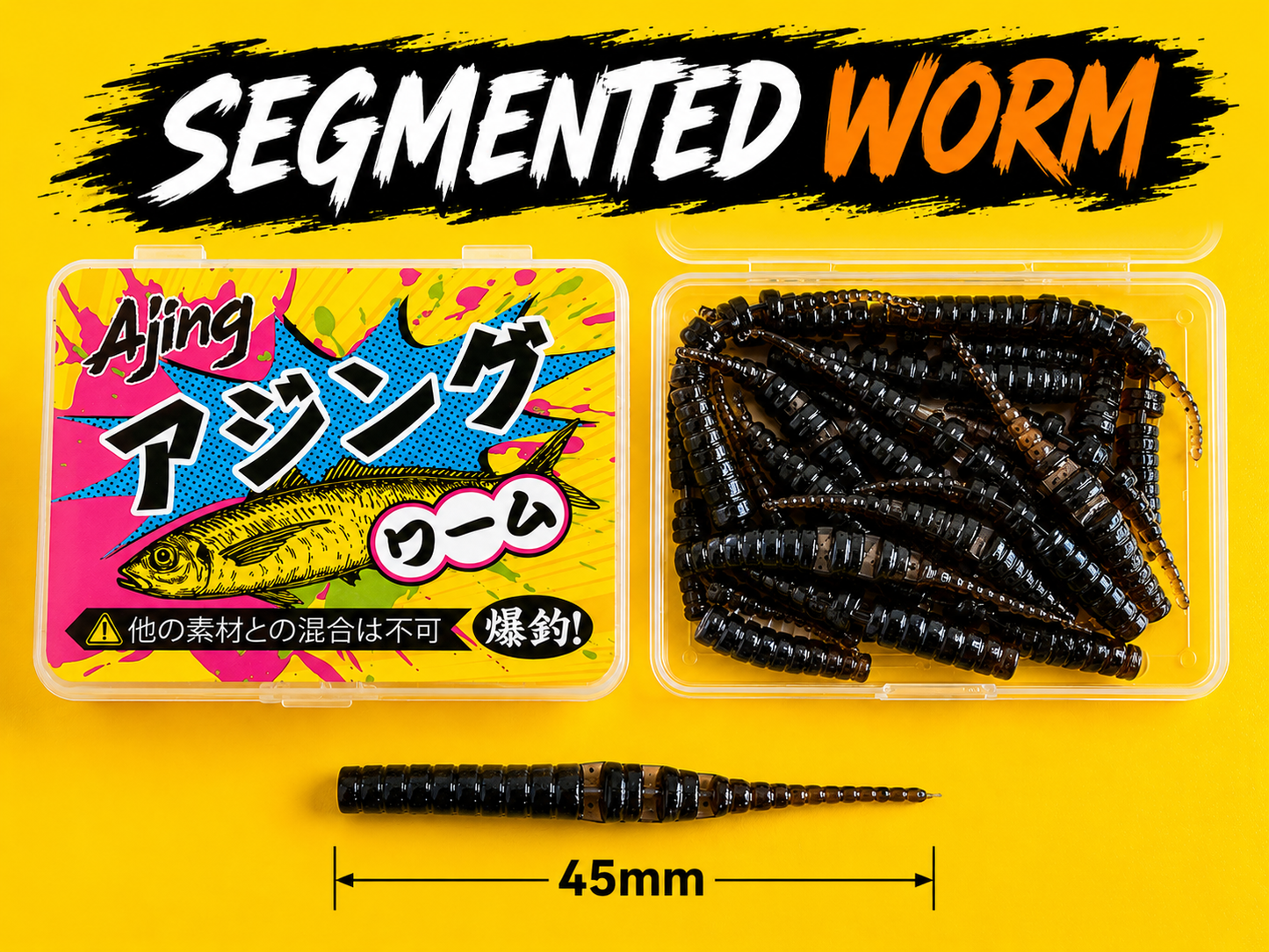 Spinpoler Micro Lures - Segmented Worm 45mm - 20pcs Per Box - TPR (floating) Soft Plastic Lures