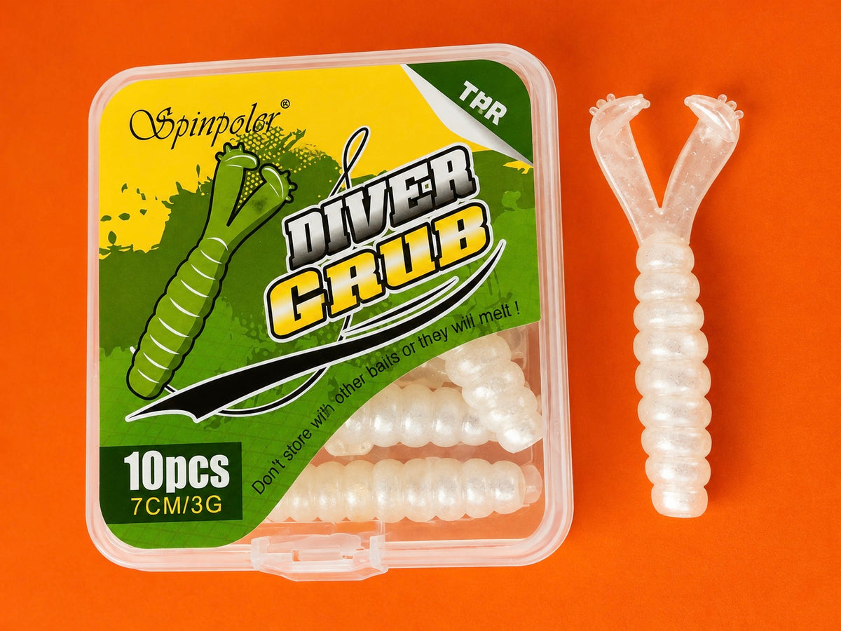 Spinpoler - DIVER GRUB - TPR Soft Plastic Grub Lures - Floating - 7cm 3g - 10 lures