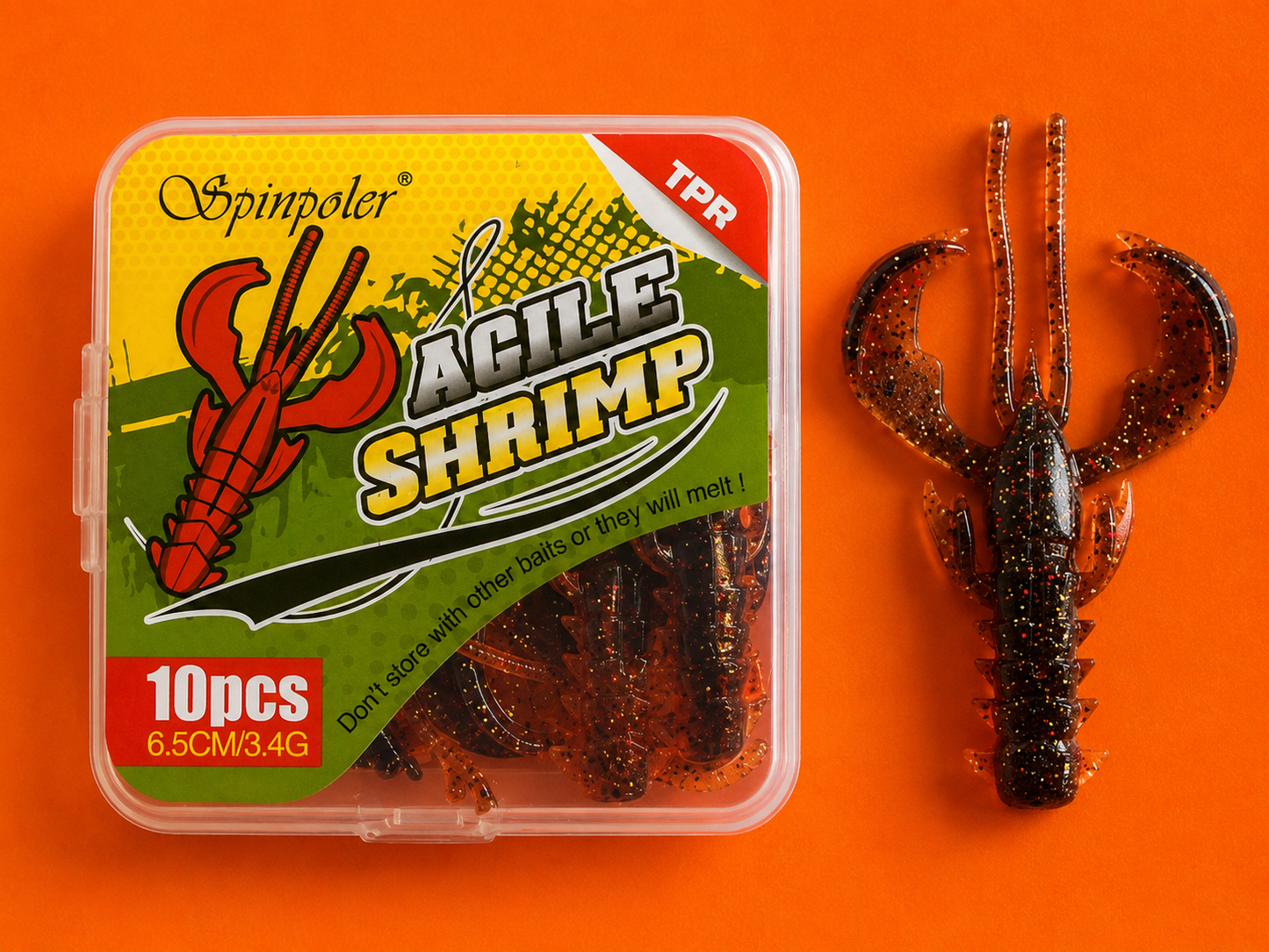 Spinpoler - AGILE SHRIMP - TPR Soft Plastic Grub Lures - Floating - 6.5cm - 10 lures
