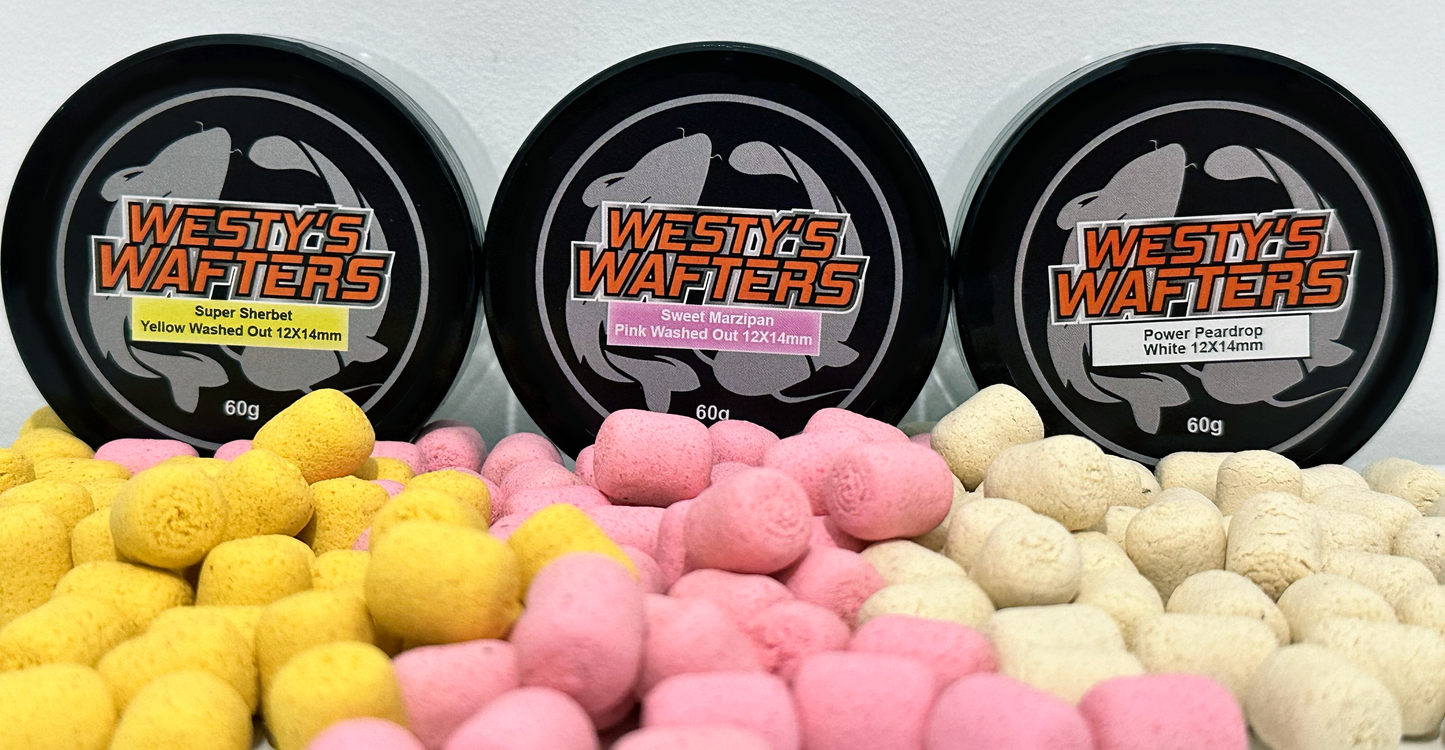 WestysWafters Carp Bundle - Power Peardrop, Sweet Marzipan and Super Sherbet 12x14mm 60g